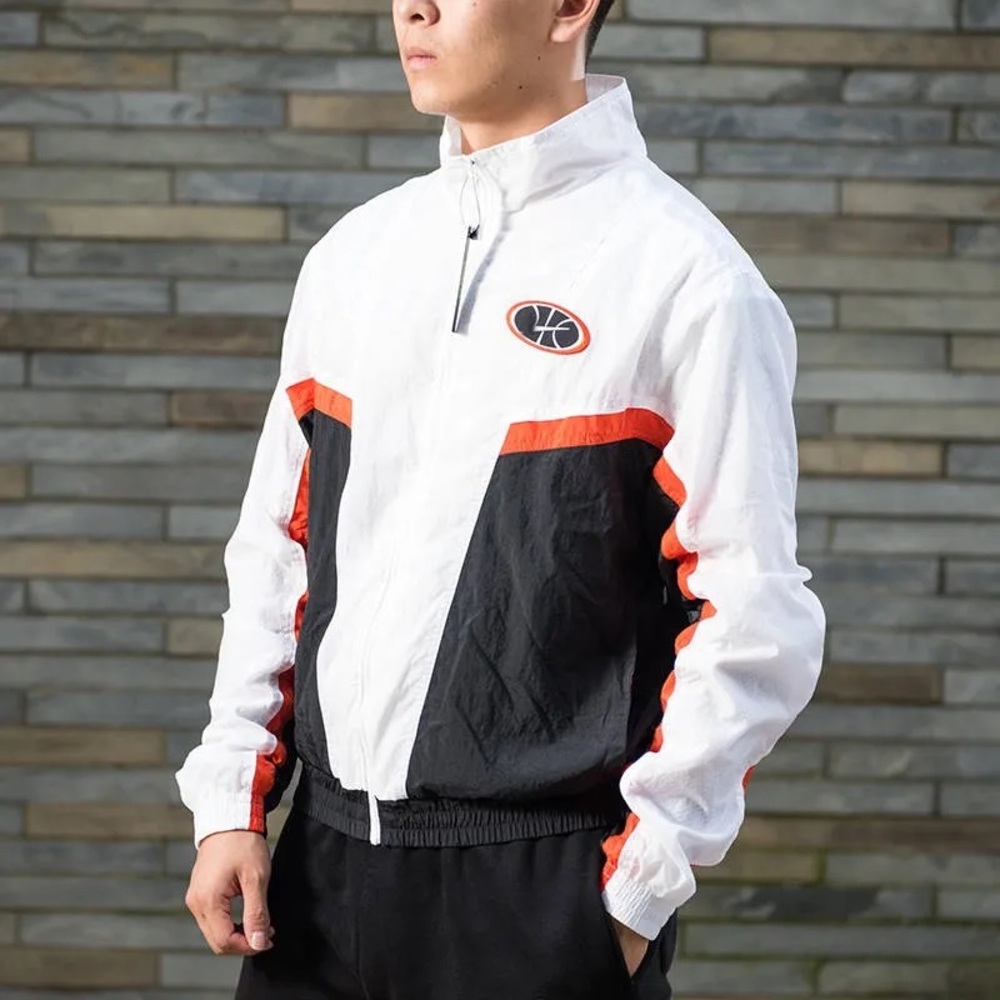 Nike Throwback Woven Jacket  White Black Mens Loose Fit SZ XL
